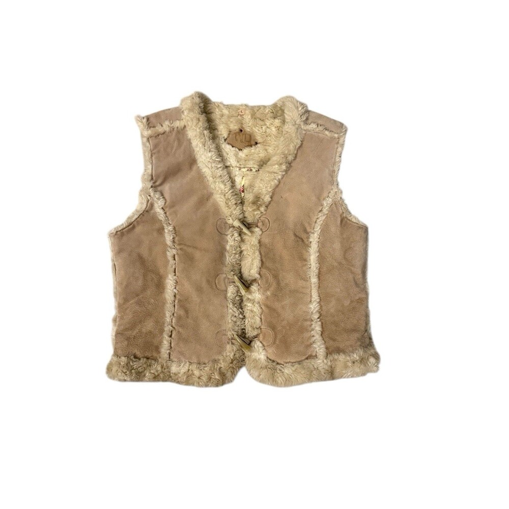 VTG Wilsons Leather Suede Leather Penny Lane Faux Fur Boho Hippie Vest Sz Med
